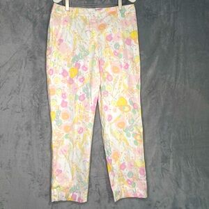 Talbots Perfect Crop Flower Print Curvy Fit Slim Leg Size 6
